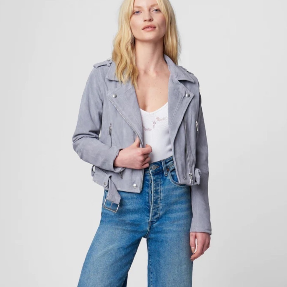 Blank NYC Western Cowgirl Bikercore Vintage 90s Style Grey Suede Moto Jacket XS